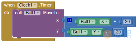 图 17-5　设置x、y坐标的增量，实现球在对角线方向的移动