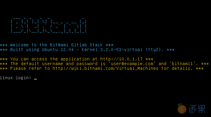 Bitnami GitLab 虚拟机登录界面
