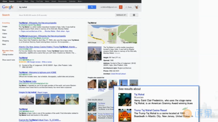 图-4谷歌搜索引擎中泰姬陵的输入